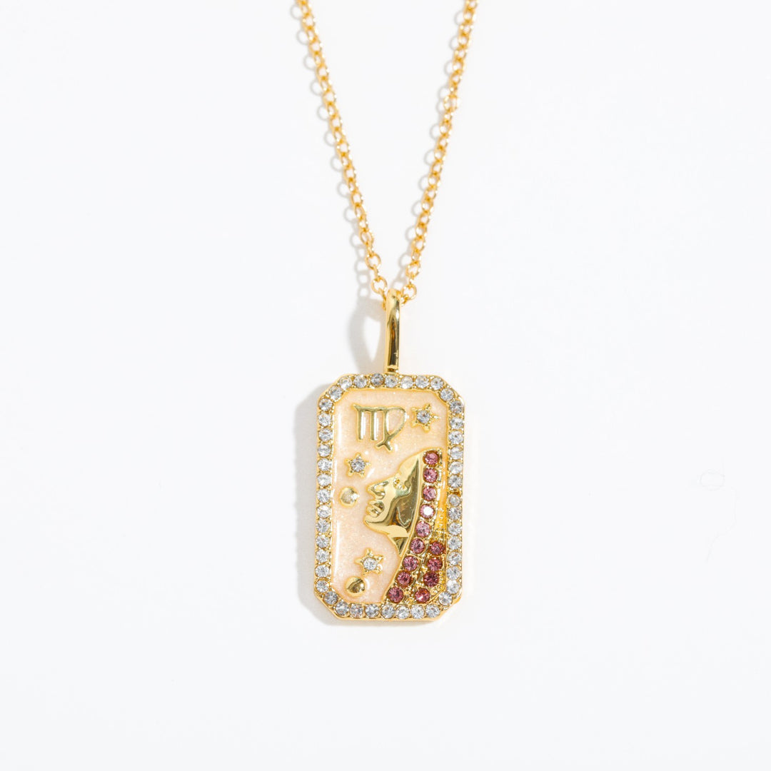 Olivenorma Tarot Card Zircon Zodiac Necklace