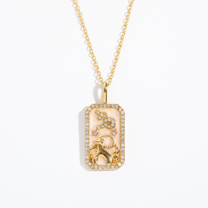 Olivenorma Tarot Card Zircon Zodiac Necklace