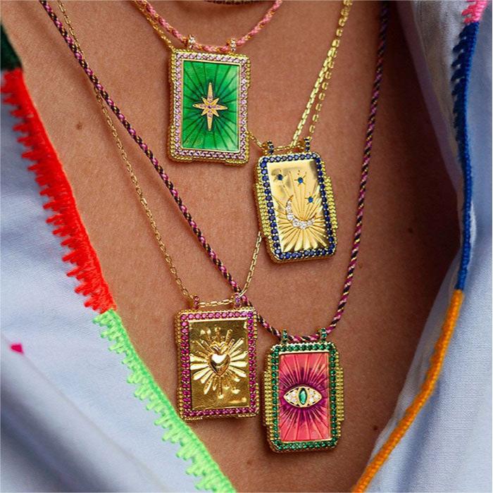 Olivenorma Tarot Card Braided Rope Necklace