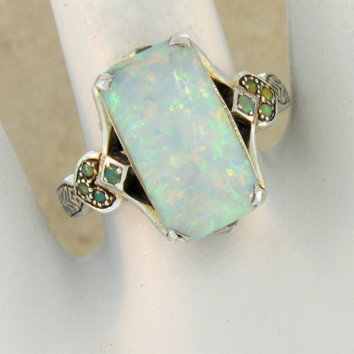 Olivenorma Opal Bridal Square Orgone Ring