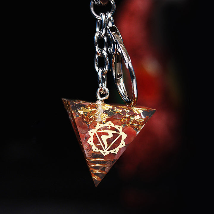 Olivenorma Chakra Healing Orgone Pyramid Energy Pendant Keychain  - Red Agate - image 6