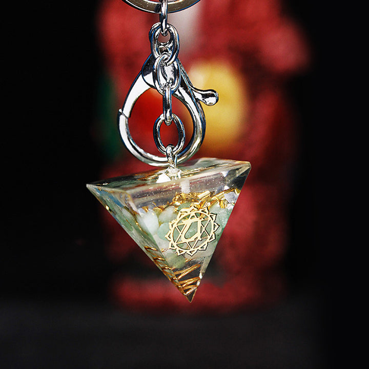 Olivenorma Chakra Healing Orgone Pyramid Energy Pendant Keychain  - Green Aventurine - image 11