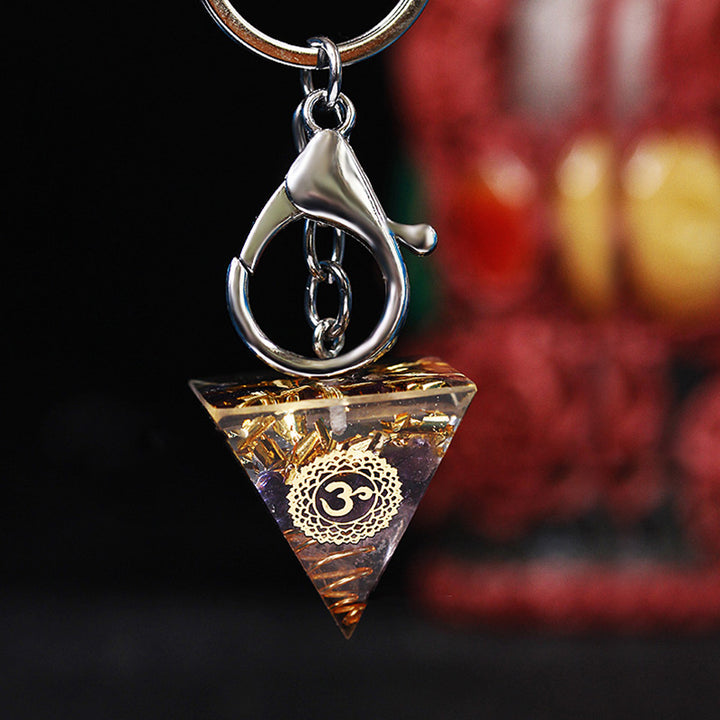 Olivenorma Chakra Healing Orgone Pyramid Energy Pendant Keychain  - Amethyst - image 0