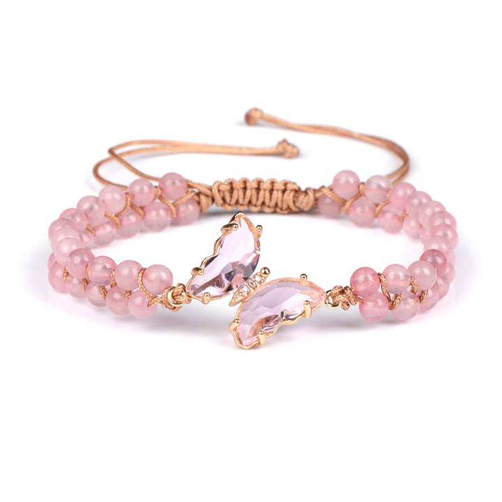 Olivenorma Healing Crystal Butterfly Adjustable Braided Rope Bracelet