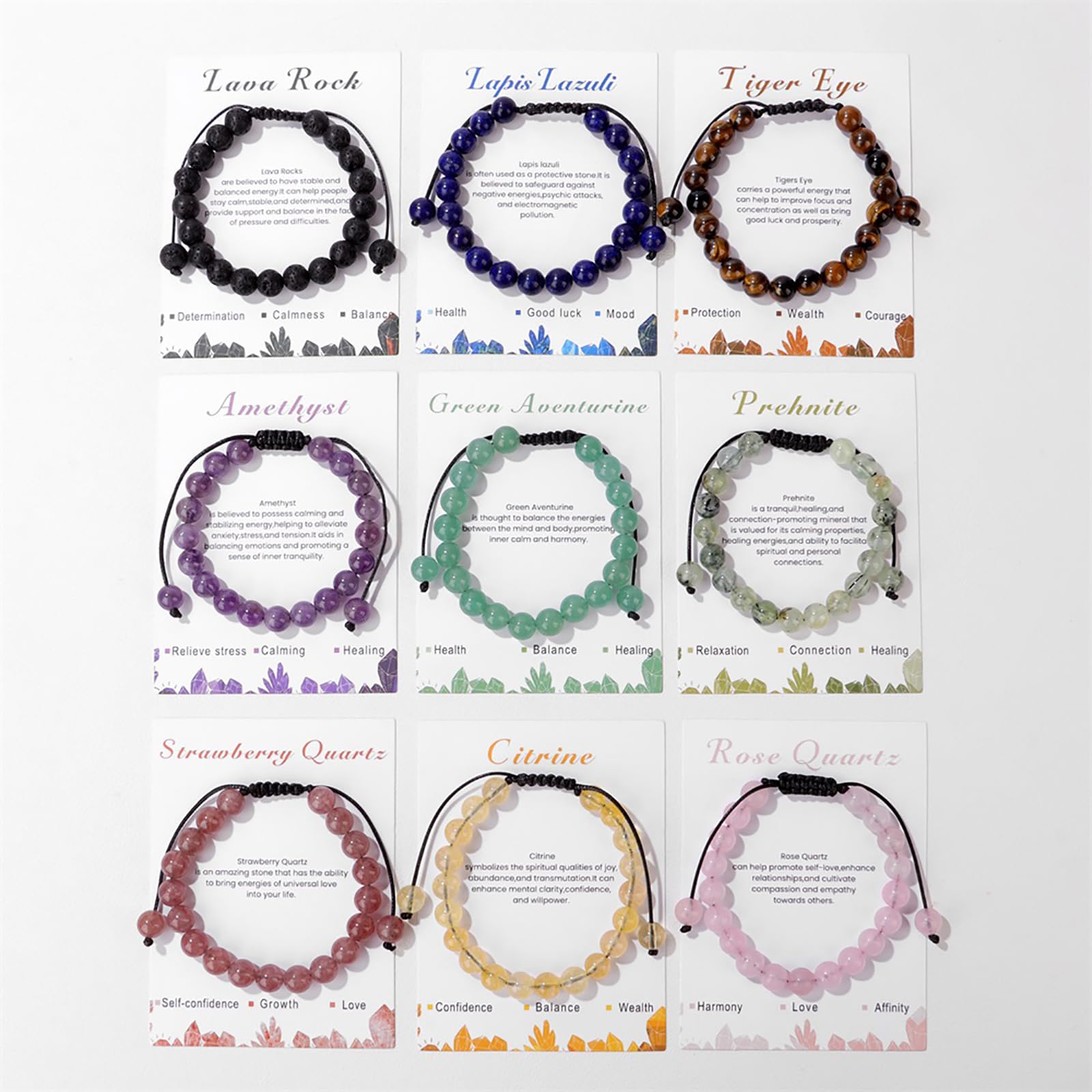 Olivenorma 8mm Natural Stone Handmade Adjustable Bracelet