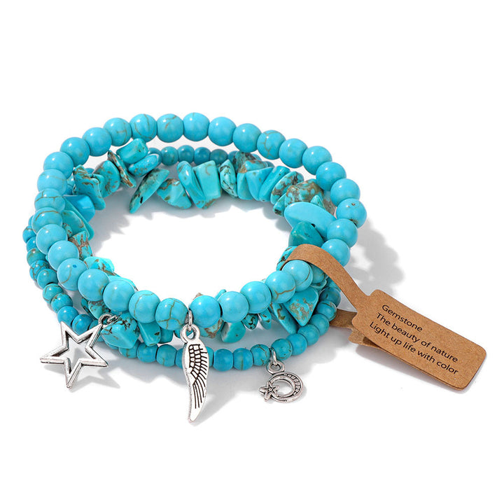 Olivenorma Boho Style Moon Star Pendant Bracelet Set