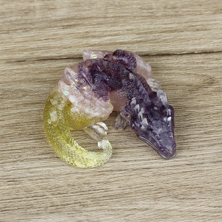 Olivenorma Natural Crystal Gravel Resin Glue Dragon Gemstone Decoration