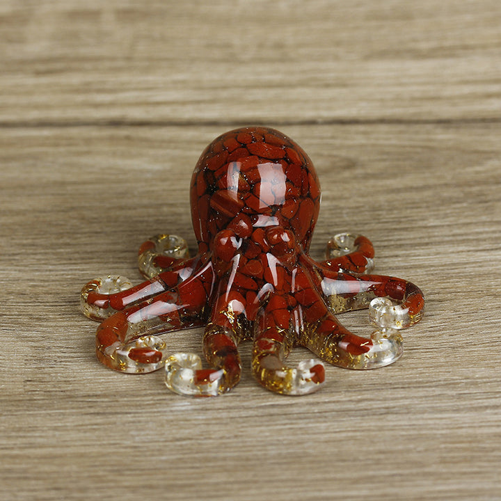 Olivenorma Deep Sea Wisdom Crystal Octopus Gemstone Decoration - Red Jasper - With Card - image 11