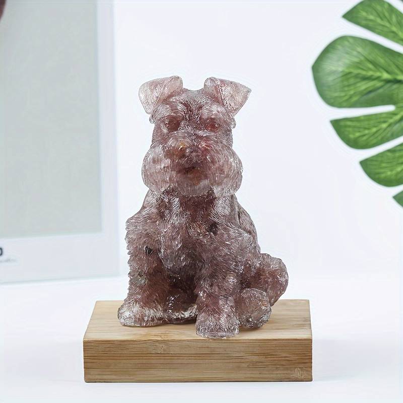 Olivenorma Crystal Resin Schnauzer Dog Ornament Gemstone Decoration