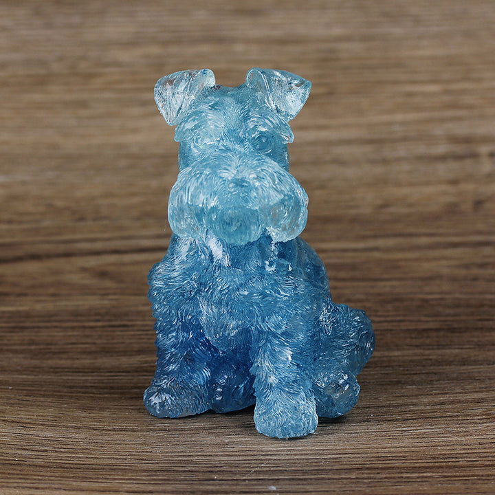 Olivenorma Crystal Resin Schnauzer Dog Ornament Gemstone Decoration