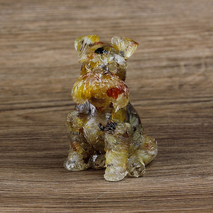 Olivenorma Crystal Resin Schnauzer Dog Ornament Gemstone Decoration