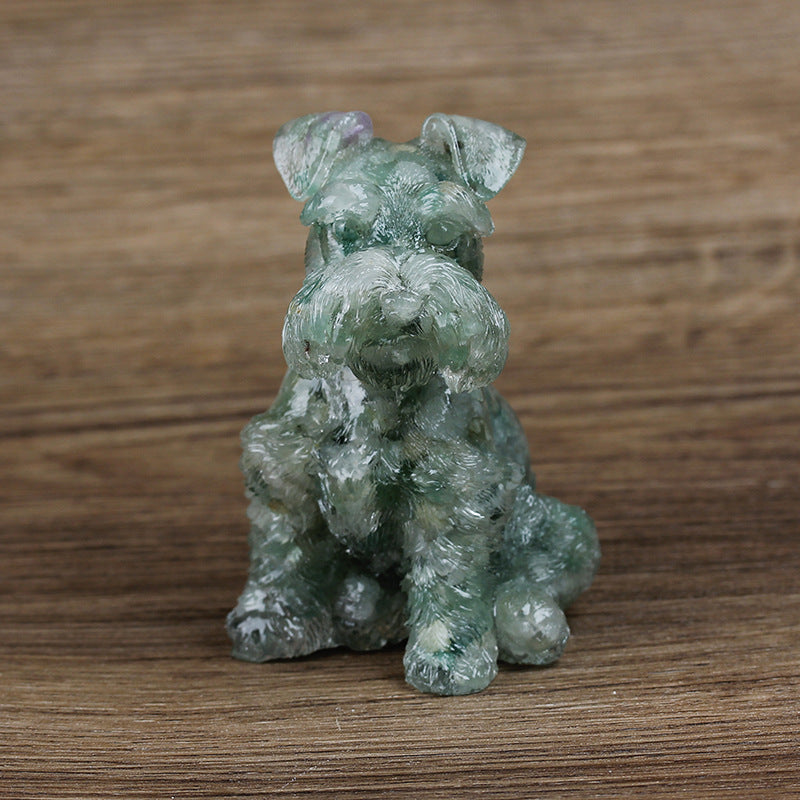 Olivenorma Crystal Resin Schnauzer Dog Ornament Gemstone Decoration