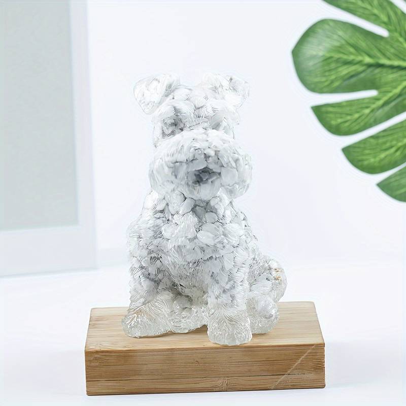 Olivenorma Crystal Resin Schnauzer Dog Ornament Gemstone Decoration