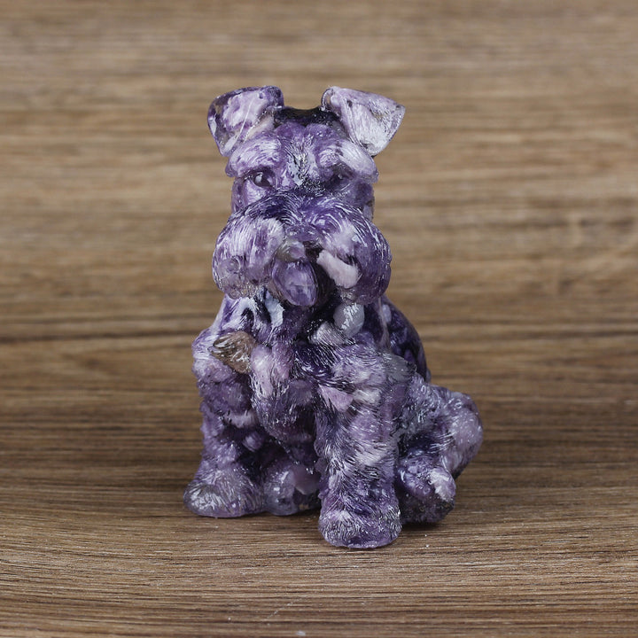 Olivenorma Crystal Resin Schnauzer Dog Ornament Gemstone Decoration