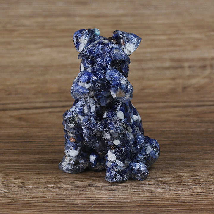 Olivenorma Crystal Resin Schnauzer Dog Ornament Gemstone Decoration