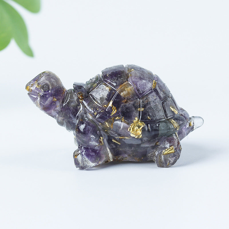 Olivenorma Golden Journey Gem Turtle Figurine Gemstone Decoration - Amethyst - With Card - image 33