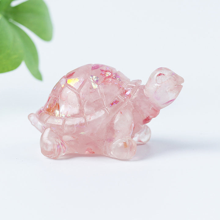 Olivenorma Golden Journey Gem Turtle Figurine Gemstone Decoration - Rose Quartz&Sequins - With Card - image 28