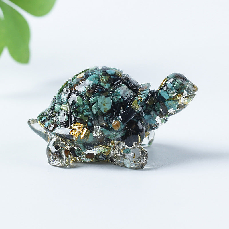 Olivenorma Golden Journey Gem Turtle Figurine Gemstone Decoration - African Turquoise - With Card - image 75