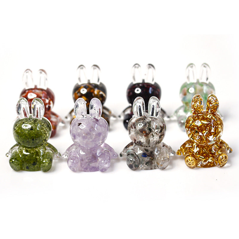 Olivenorma Crystal Glue Rabbit Desktop Ornament Gemstone Decoration