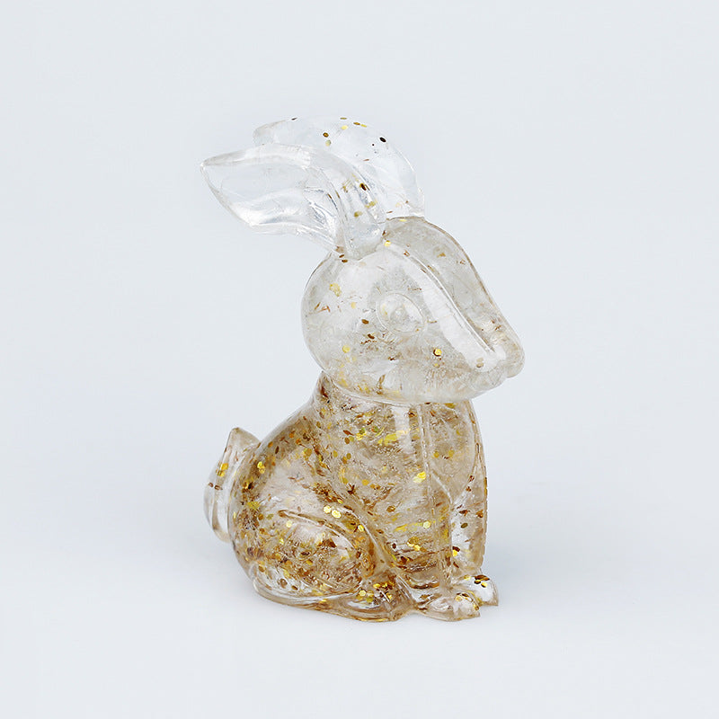 Olivenorma Crystal Resin Epoxy Bunny Home Table Gemstone Decoration