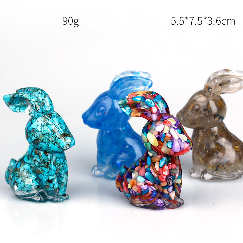 Olivenorma Crystal Resin Epoxy Bunny Home Table Gemstone Decoration