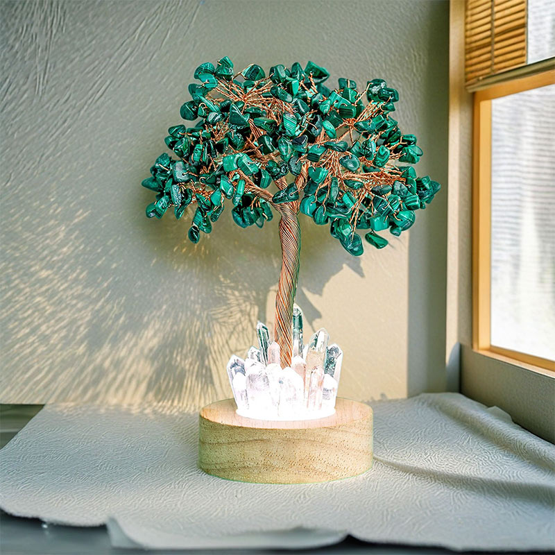 Olivenorma Malachite Crystal Feng Shui Tree Lamp