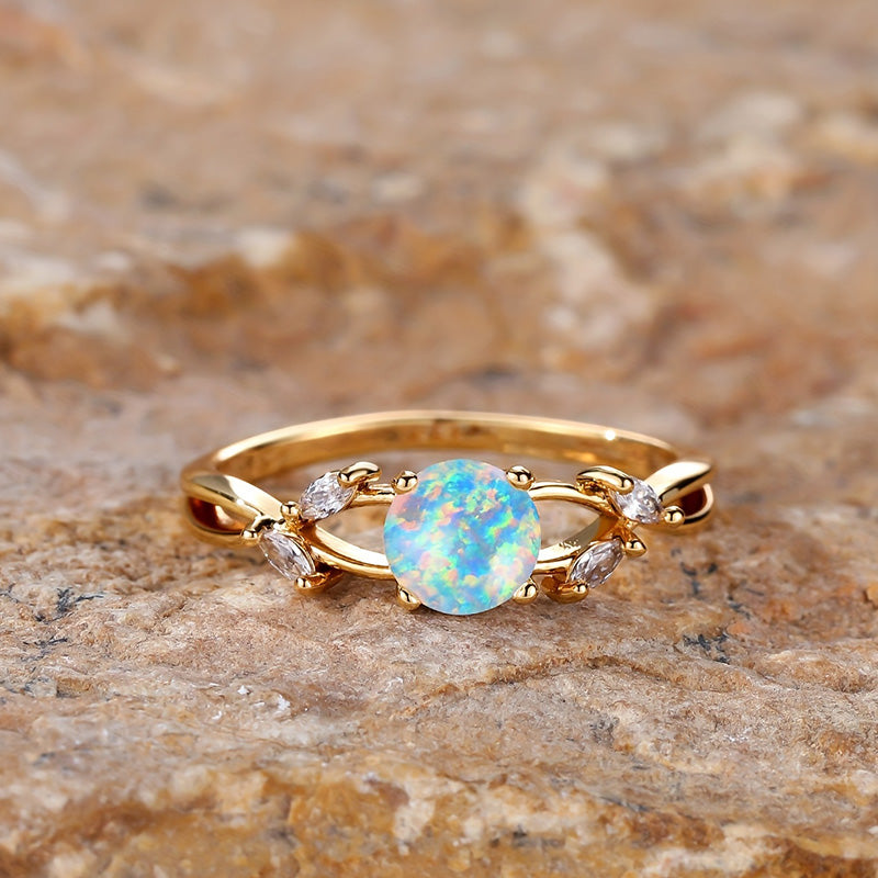 Olivenorma "Purify Energy" Dainty Opal Plated Marquise Zircon Ring