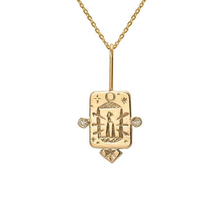Olivenorma Stainless Steel Tarot Cards Inlaid Zirconia Necklace - Hermit - image 3