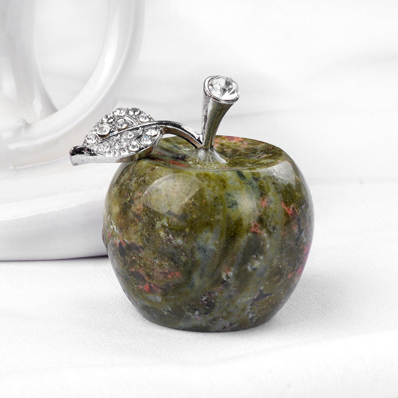 Olivenorma Small Crystal Apple Home Gemstone Decoration - Unakite - image 1