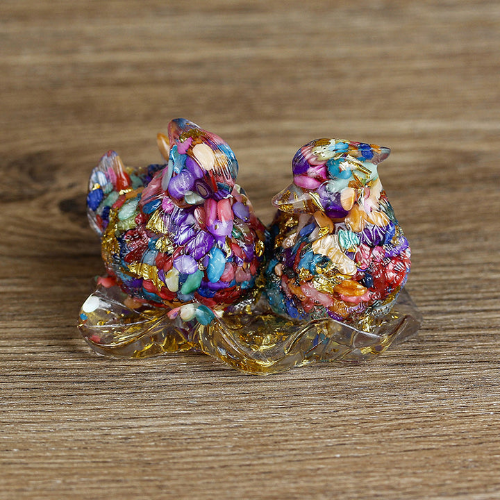 Olivenorma Cute Crystal Mandarin Duck Glue Ornaments Gemstone Decoration