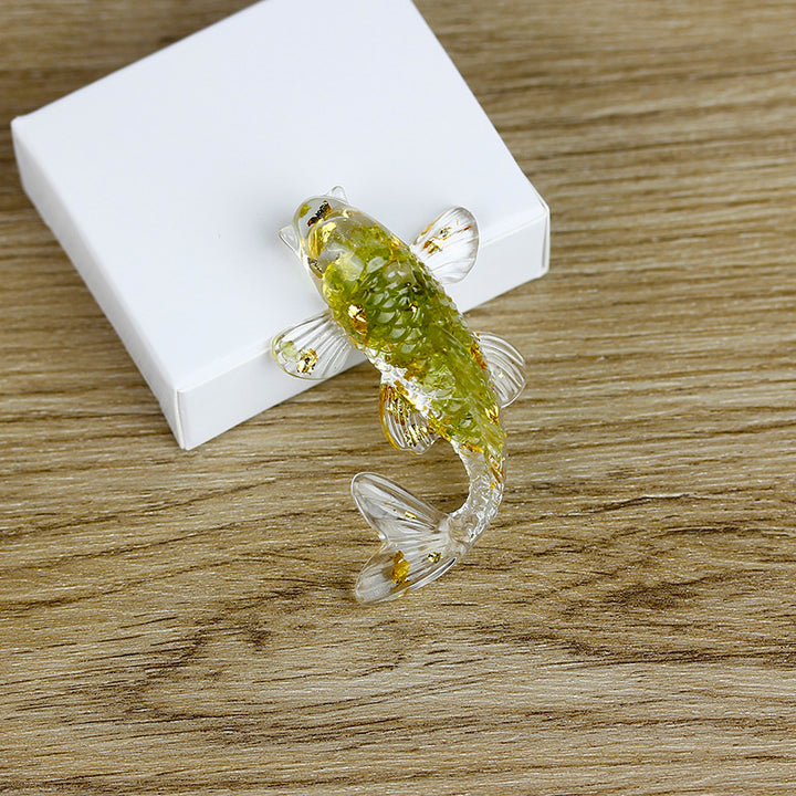 Olivenorma Ocean Harmony Crystal Fish Figurine Gemstone Decoration - Peridot - With Card - image 8