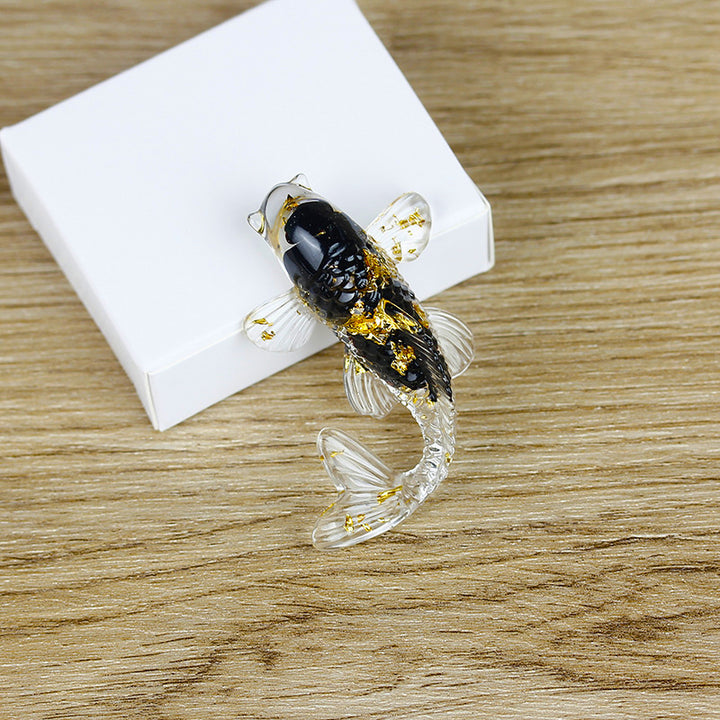 Olivenorma Creative Artificial Fish Ornaments Gemstone Decoration - Obsidian - image 11