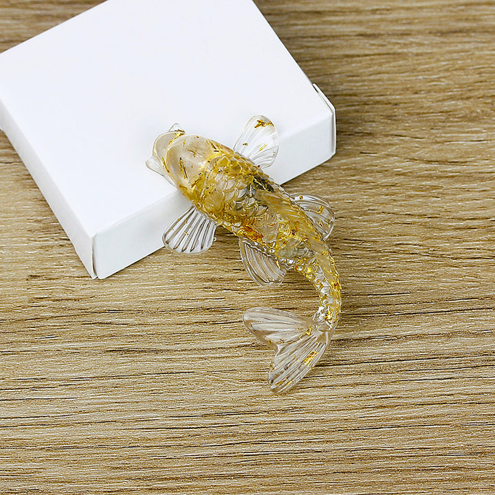 Olivenorma Creative Artificial Fish Ornaments Gemstone Decoration - Gold Rutilated Quartz - image 37