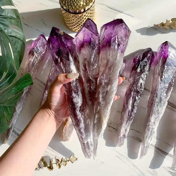 Olivenorma Natural Raw Amethyst Crystal Wands