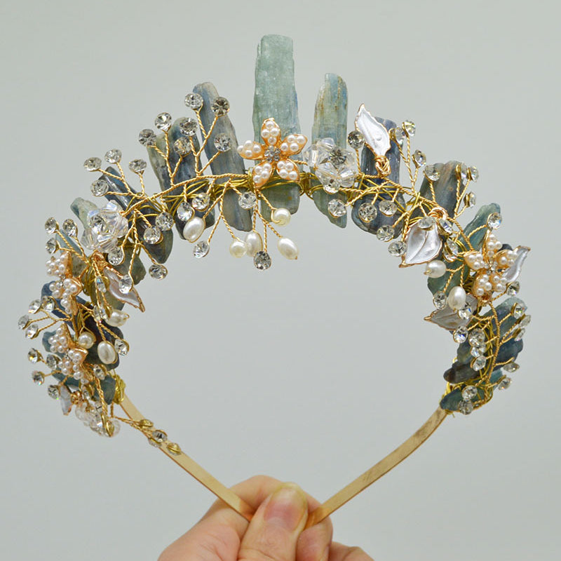 Olivenorma Handmade Flower Headband Natural Crystal Crown