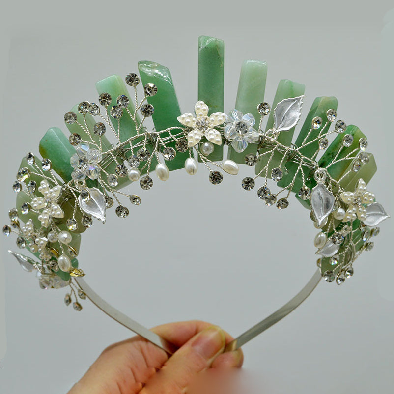 Olivenorma Handmade Flower Headband Natural Crystal Crown