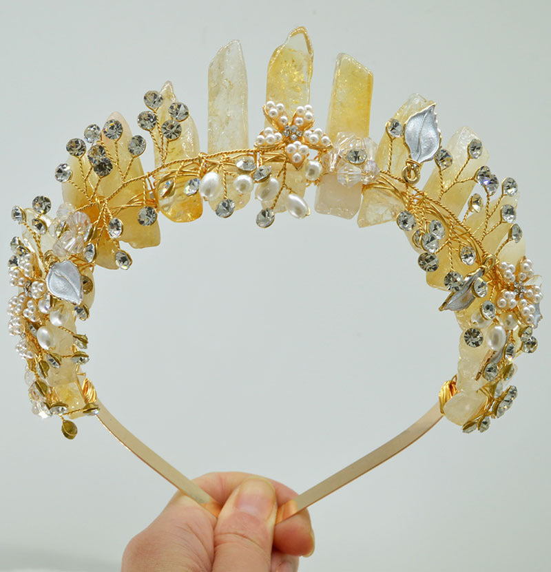 Olivenorma Handmade Flower Headband Natural Crystal Crown