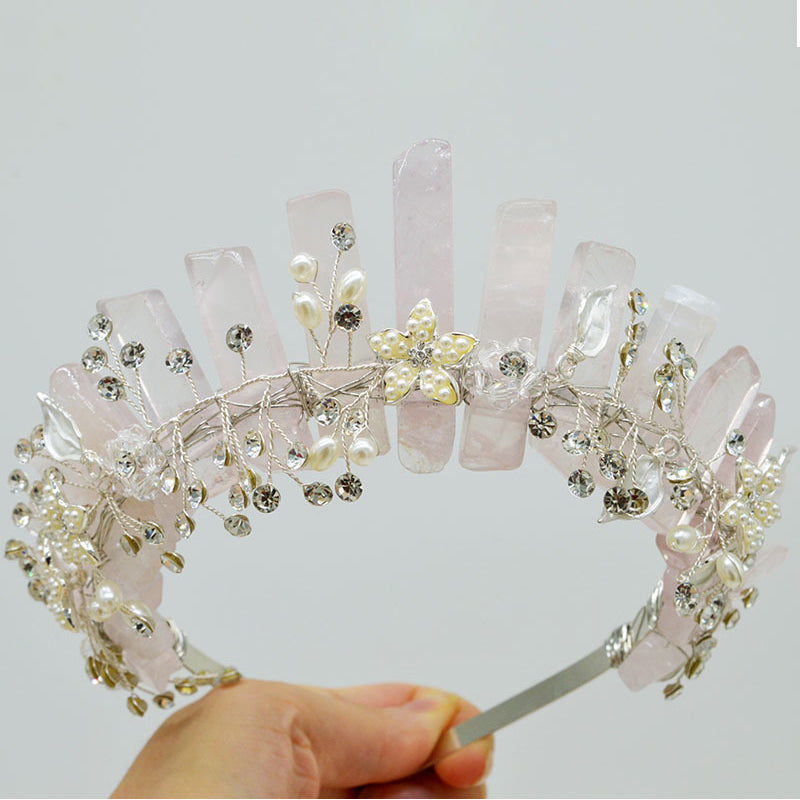 Olivenorma Handmade Flower Headband Natural Crystal Crown