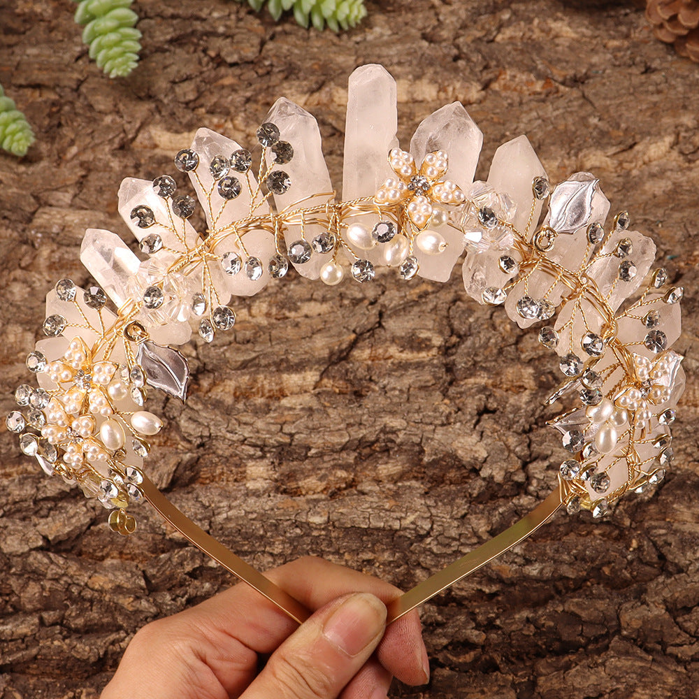 Olivenorma Handmade Flower Headband Natural Crystal Crown