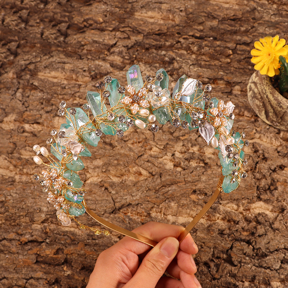 Olivenorma Handmade Flower Headband Natural Crystal Crown