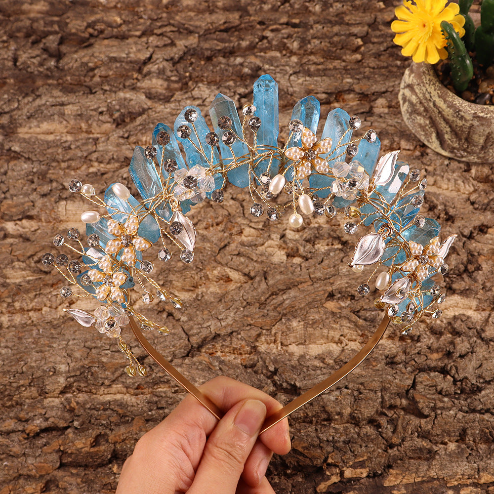 Olivenorma Handmade Flower Headband Natural Crystal Crown