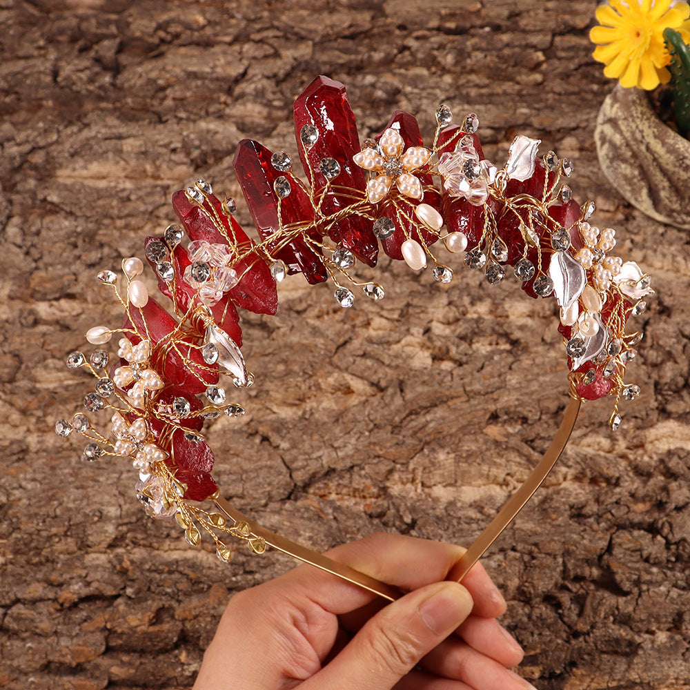 Olivenorma Handmade Flower Headband Natural Crystal Crown