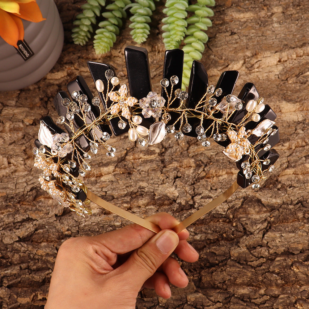 Olivenorma Handmade Flower Headband Natural Crystal Crown