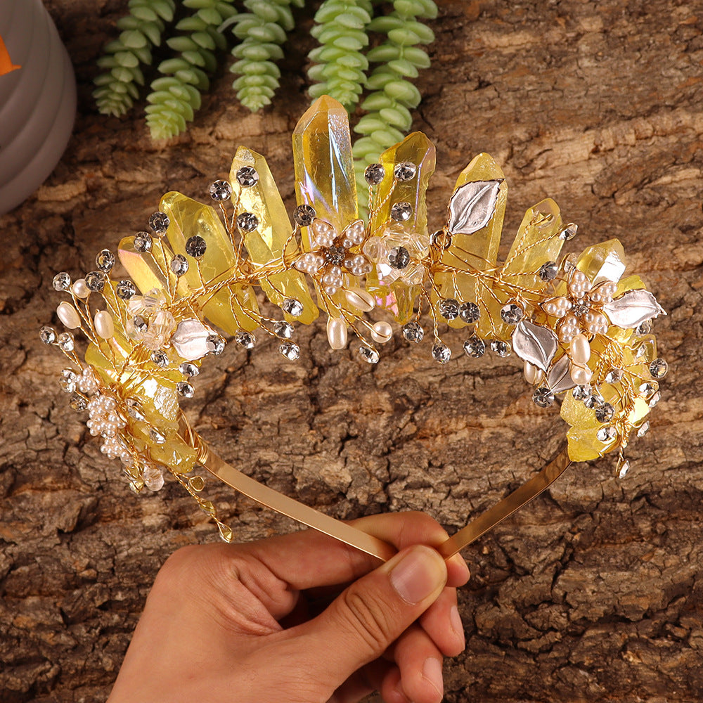 Olivenorma Handmade Flower Headband Natural Crystal Crown