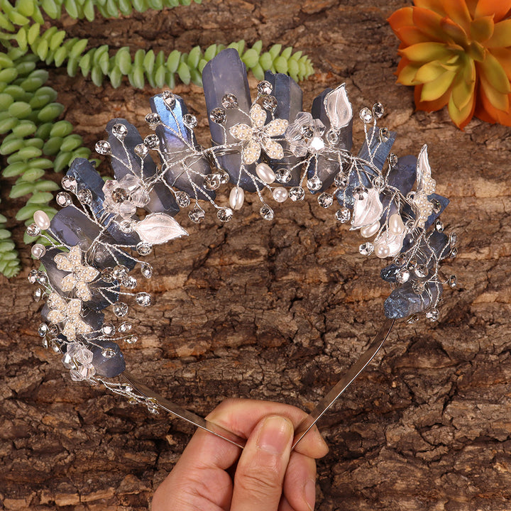 Olivenorma Handmade Flower Headband Natural Crystal Crown