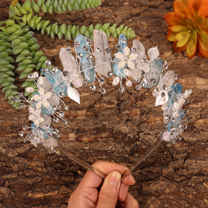 Olivenorma Handmade Flower Headband Natural Crystal Crown