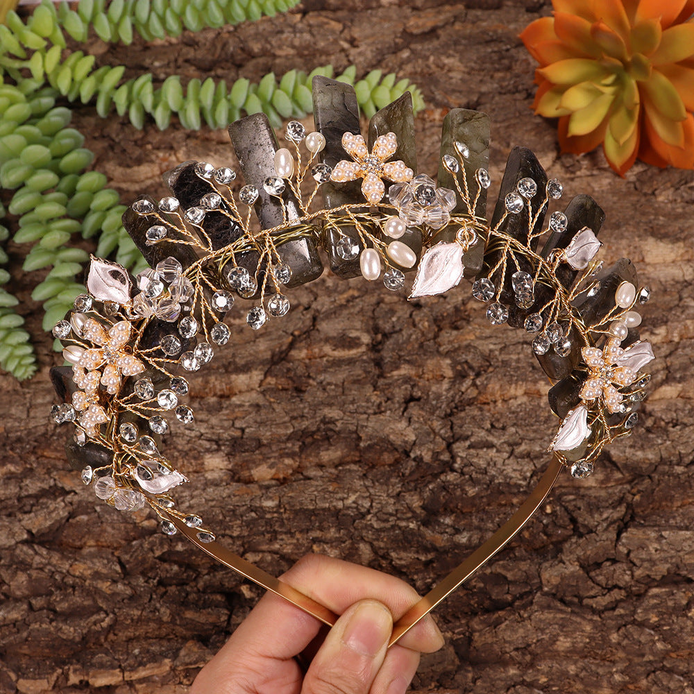 Olivenorma Handmade Flower Headband Natural Crystal Crown