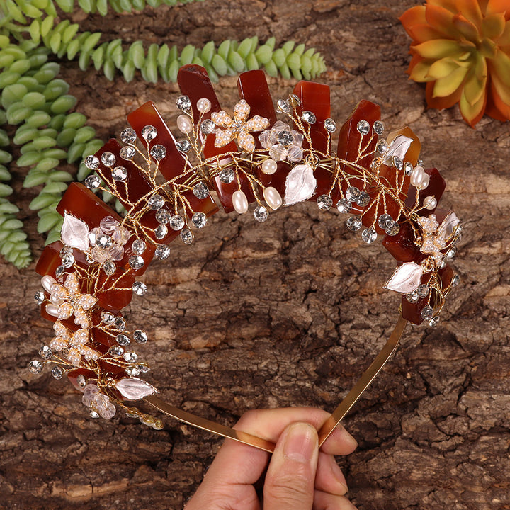 Olivenorma Handmade Flower Headband Natural Crystal Crown