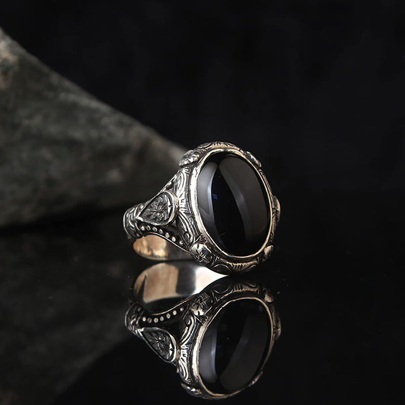 Olivenorma "Guardian Of The Night" - Vintage Obsidian Ring - image 3