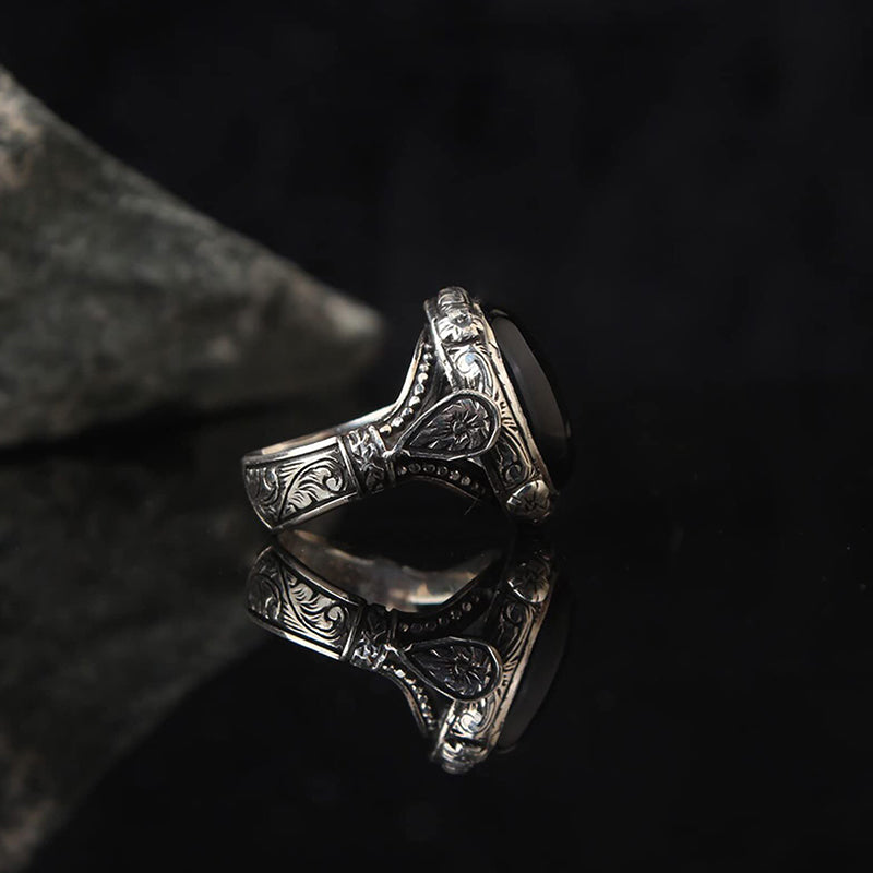 Olivenorma "Guardian Of The Night" - Vintage Obsidian Ring - image 6